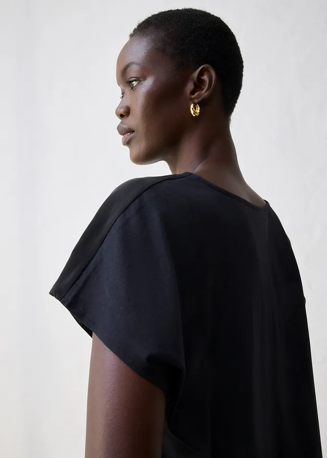 Shirt met zijde en geweven inzetstuk • zwart • product-page.page-title-suffix