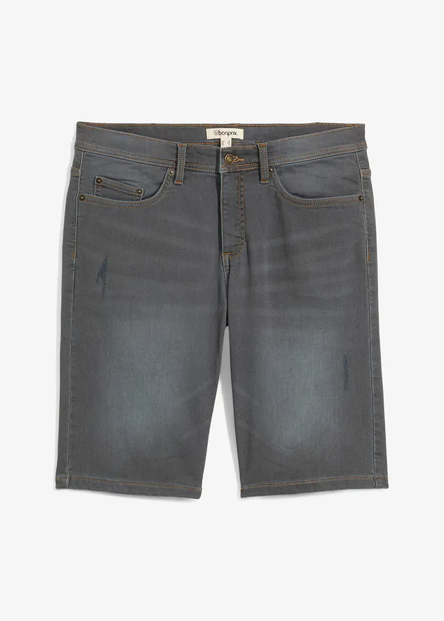 Sweat jeans bermuda met comfort fit, regular fit, Kleur: blauwgrijs denim