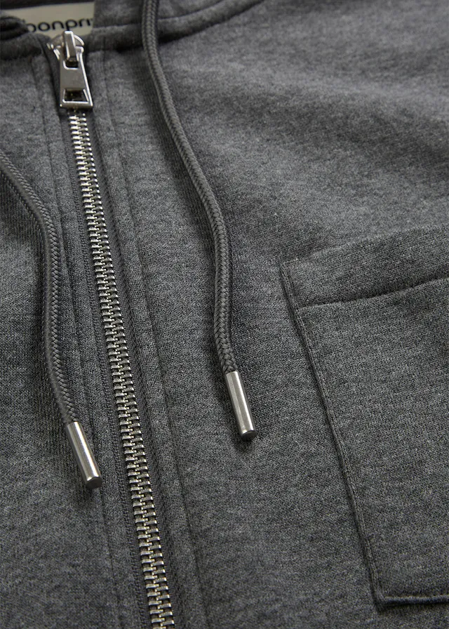 Sweat zippé à capuche avec polyester recyclé • gris chiné • product-page.page-title-suffix