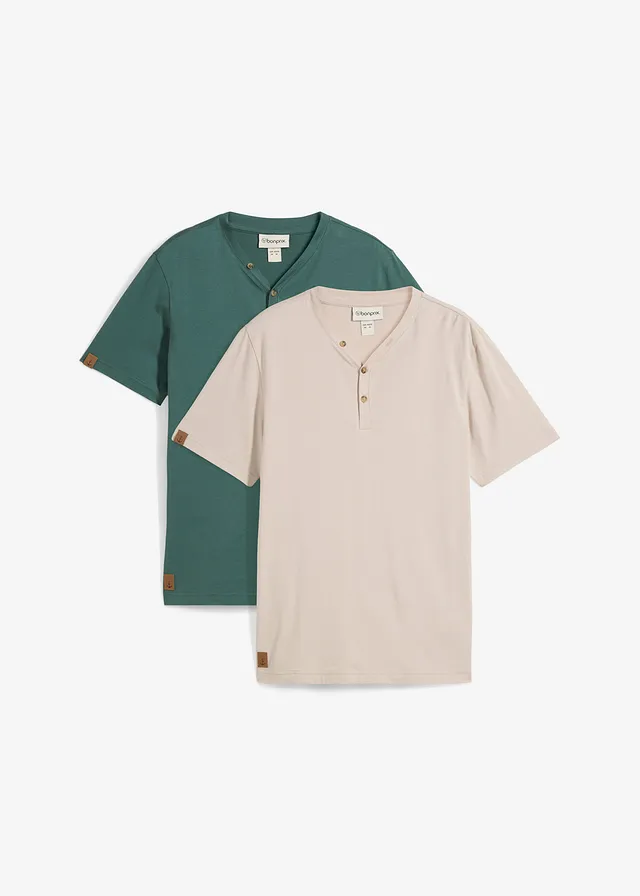 Tricou henley (set/ 2 buc.) din bumbac organic 100%