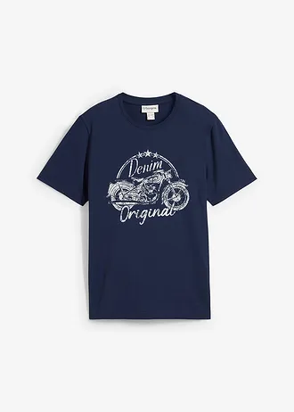 T-shirt van katoen • donkerblauw • bonprix online shop