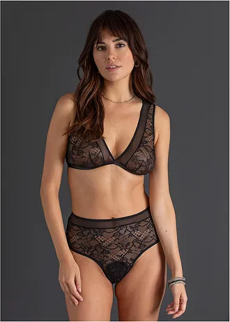 Brassière et string taille haute (ens. 2 pces) • noir • Boutique bonprix