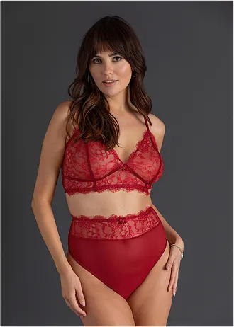 Bralette en taillestring ouvert (2-dlg. set), Kleur: avondrood