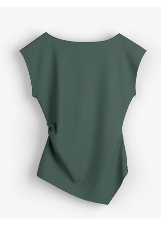 Asymmetrische top van comfortabele scuba • schaduwgroen • bonprix online shop