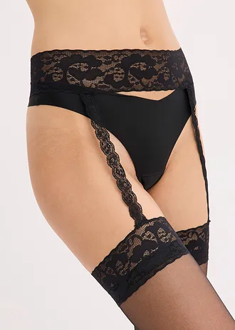 Ciorapi cu jartiere cu curea, 20 DEN • negru • magazin bonprix