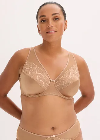 Podprsenka s kosticemi a s lesklým efektem (2 ks v balení), barva: tmavě hnědá + velbloudí