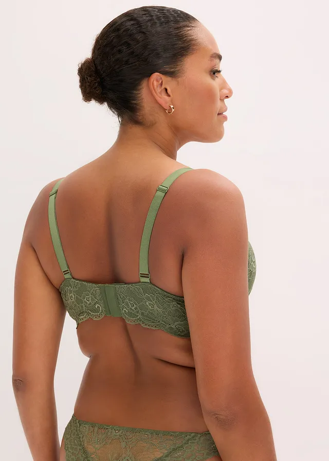 Soutien-gorge à coques et dentelle, Couleur: kaki foncé
