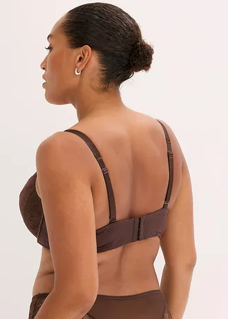 Vyztužená podprsenka s luxusním lesklým efektem, barva: tmavě hnědá