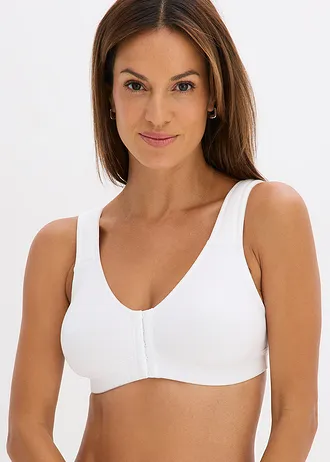 Podprsenka bez kostic, s předním zapínáním a organickou bavlnou (2 ks v balení) • bílá-lososově růžová • bonprix obchod