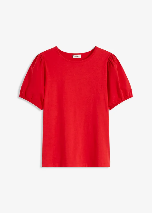 Bluză tricot cu mâneci, din poplin de bumbac