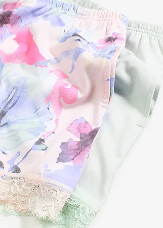 Šortky na spaní (2 ks v balení) z měkké viskózové směsi • světle růžová s květy + světle mentolová • bonprix obchod