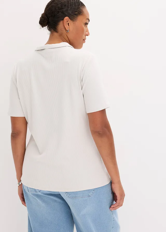 Poloshirt in een viscosemix, Kleur: zilverkleur mêlee