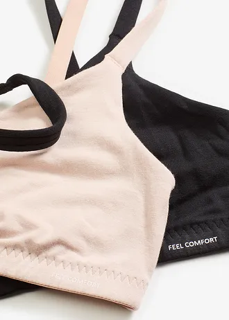 Podprsenkový top Feel Comfort z jemného modalu (2 ks v balení) • černá /křídově béžová • bonprix obchod