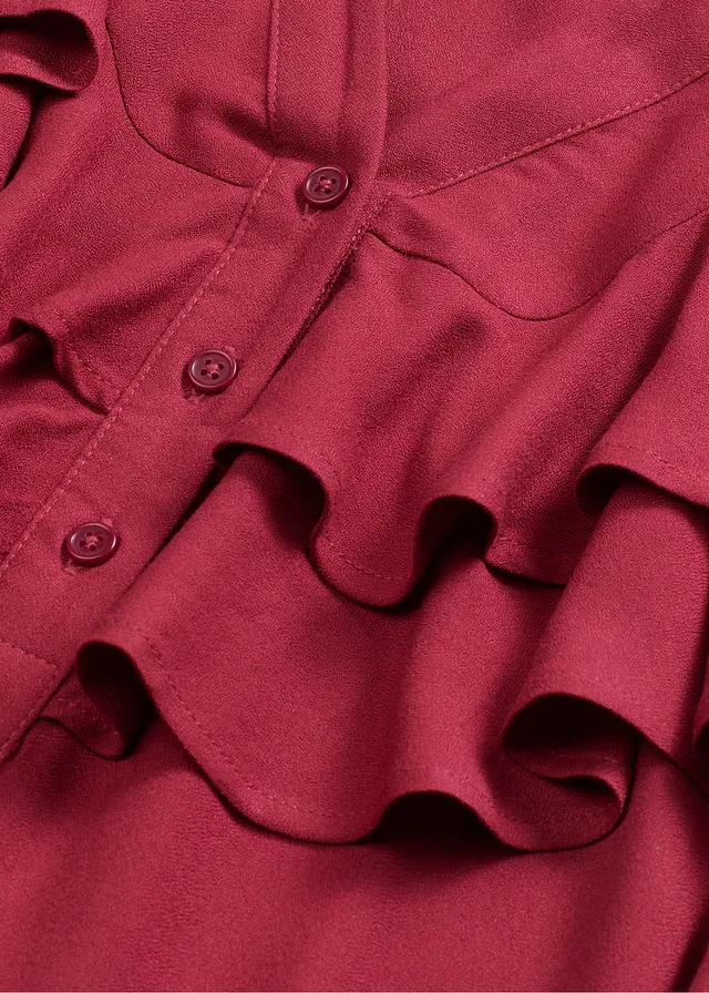 Robe midi avec volants en crêpe texturé • prune • product-page.page-title-suffix