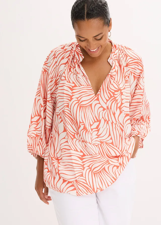 Tunique-blouse, Couleur: terre cuite/écru imprimé