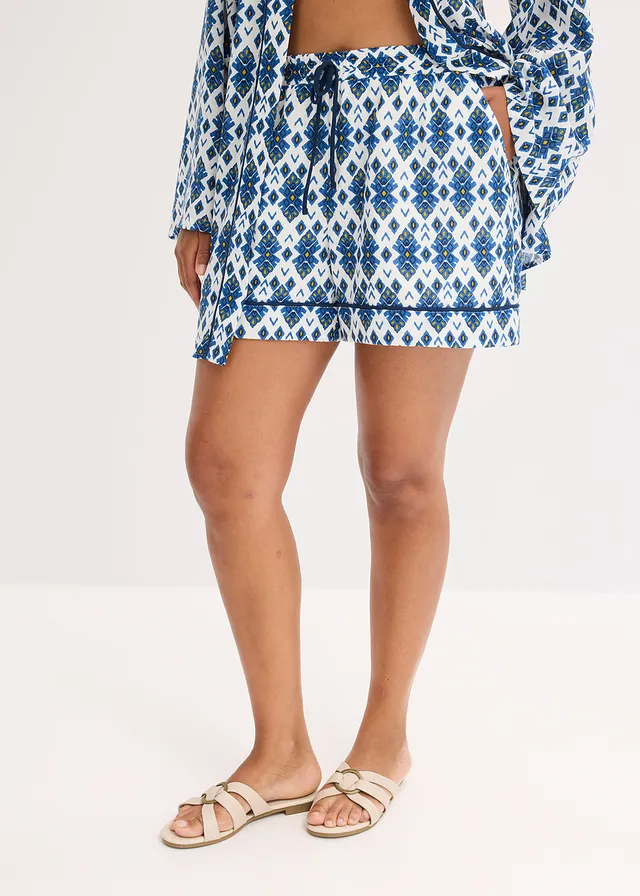 Short jogger, Couleur: blanc/bleu imprimé