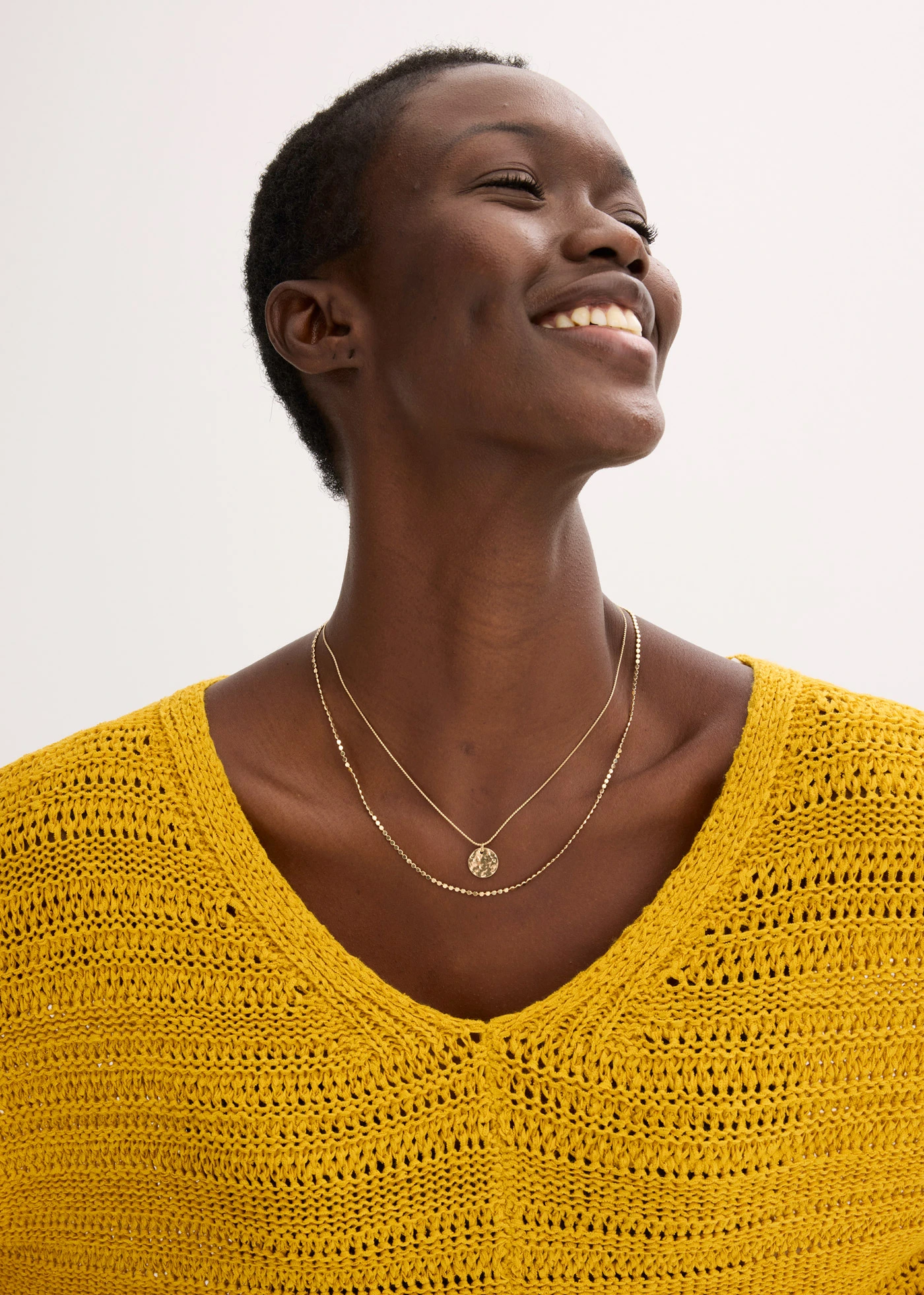 Gebreide trui met bandgaren • okergoud • bonprix online shop