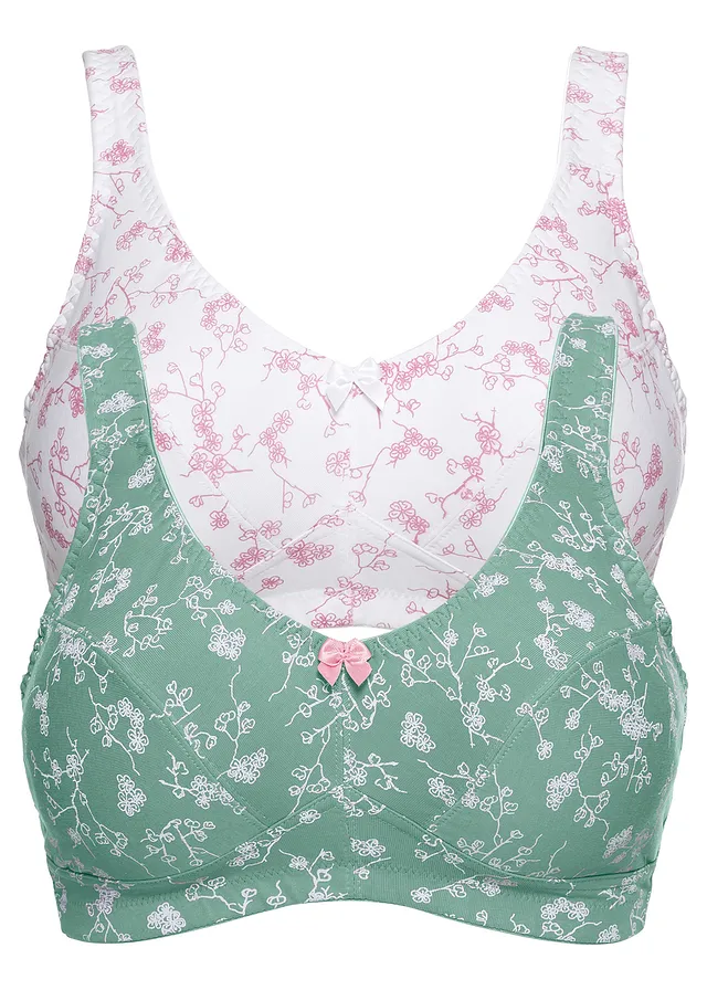 Sutien fără armătură cu bumbac organic moale (set/2 buc.)