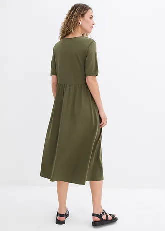 Midi šaty s čisté bavlny • tmavě olivová • bonprix obchod