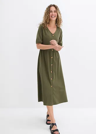 Midi šaty s čisté bavlny • tmavě olivová • bonprix obchod