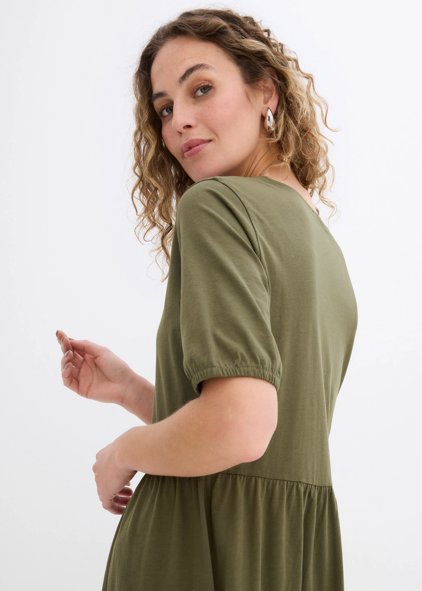 Midi šaty s čisté bavlny • tmavě olivová • bonprix obchod