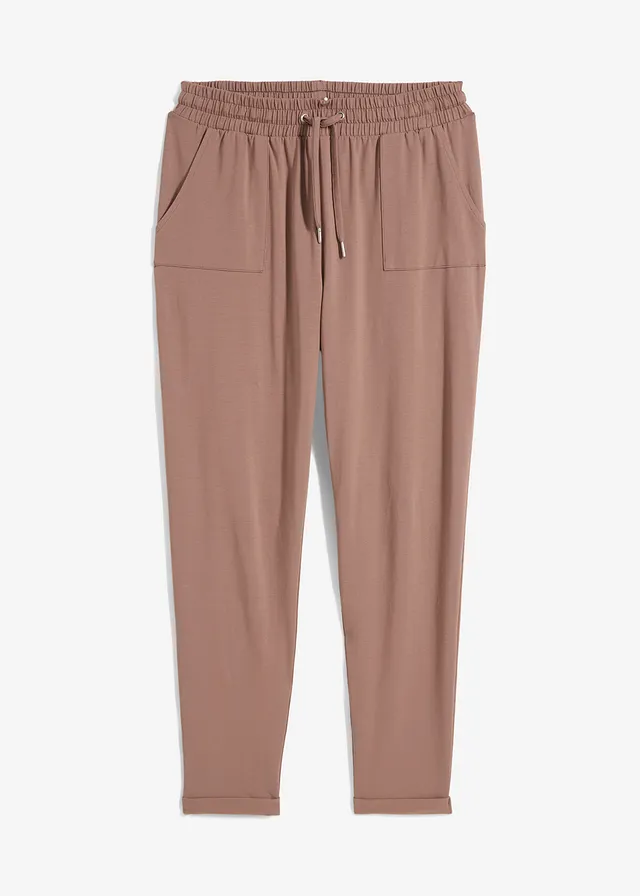 Pantaloni din jerse din material elastic cu bumbac