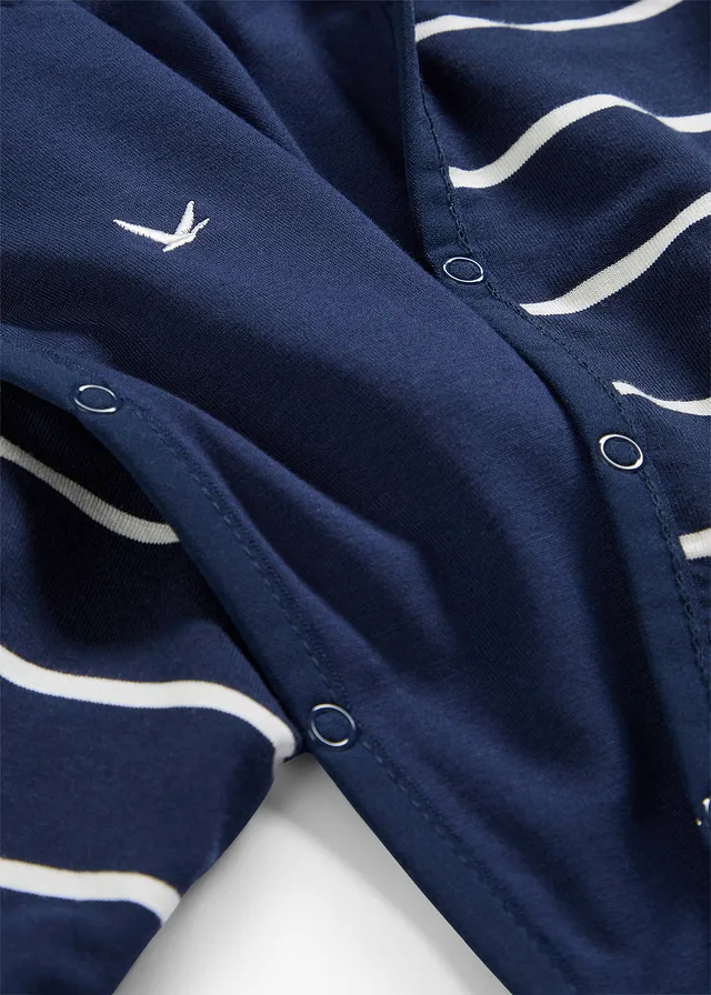 Sweat zippé réversible pour bébé, Couleur: bleu foncé/blanc cassé