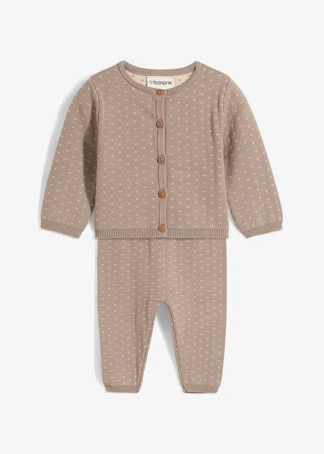 Jachetă şi pantaloni tricotați din material cu bumbac (set/2piese)