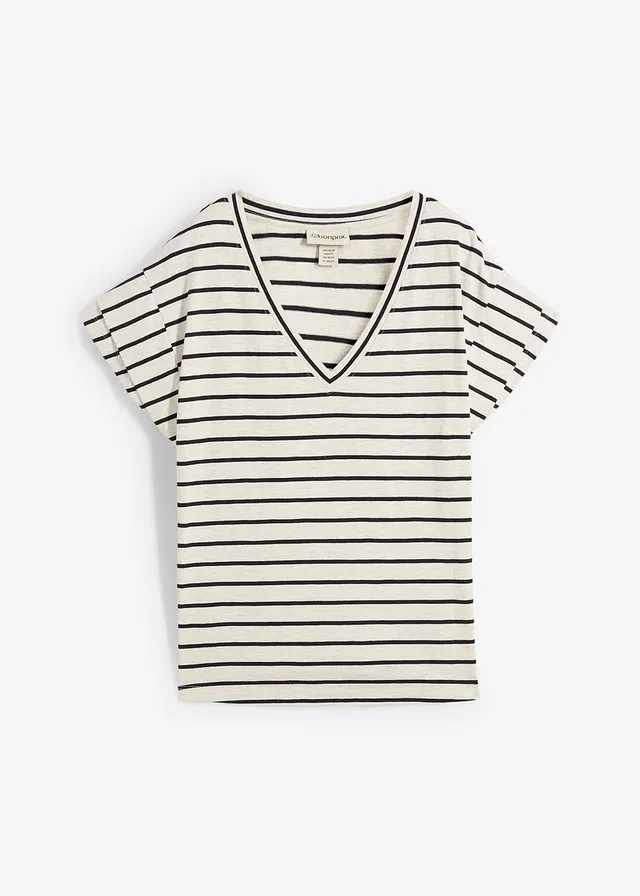 Tricou cu dungi, cu mâneci cu volan