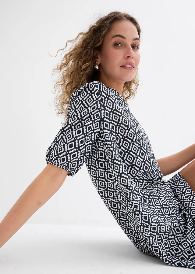 Robe-tunique en viscose fluide • noir/écru imprimé • product-page.page-title-suffix
