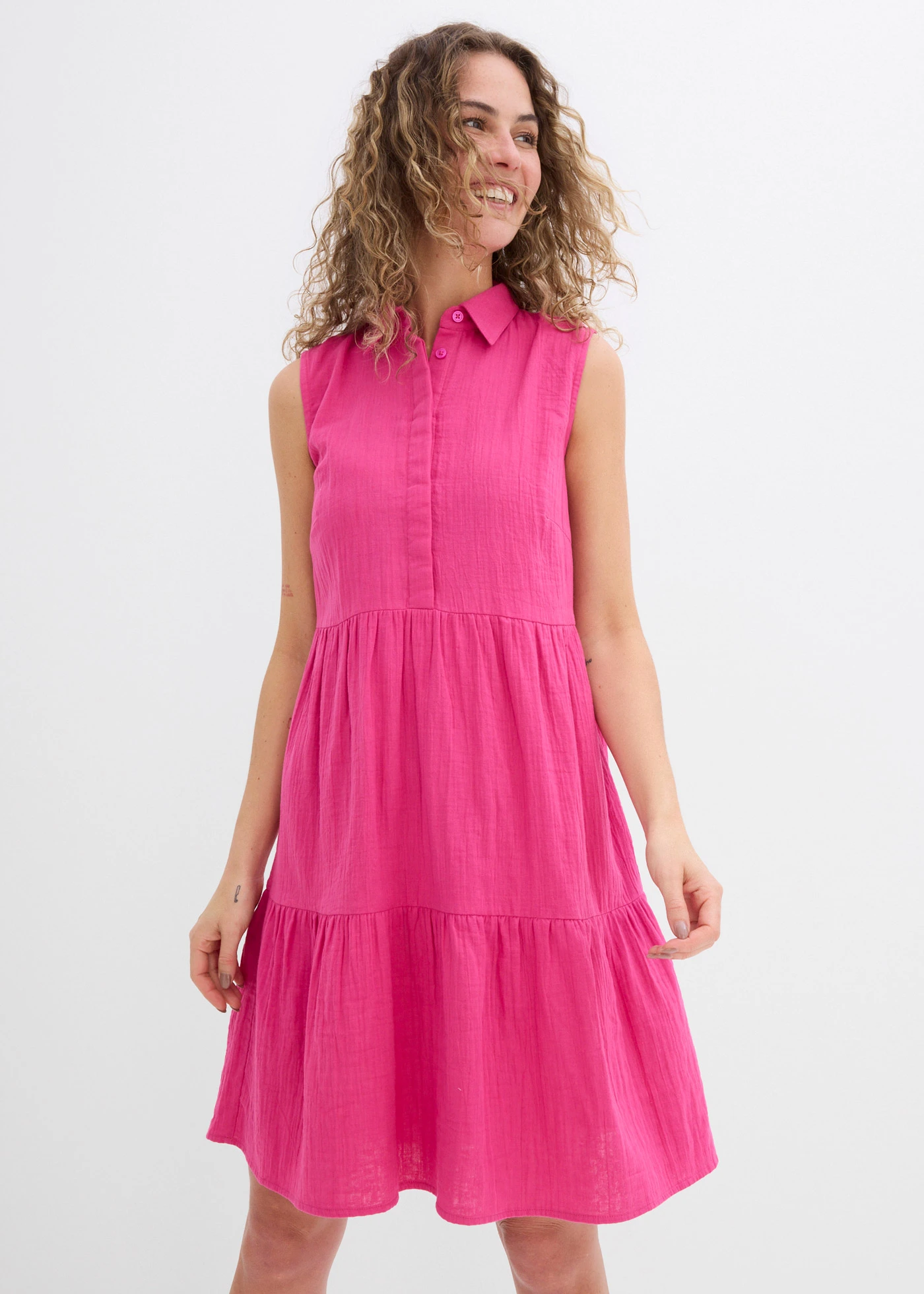 Tunikové šaty ze vzdušného mušelínu • fuchsiová • bonprix obchod