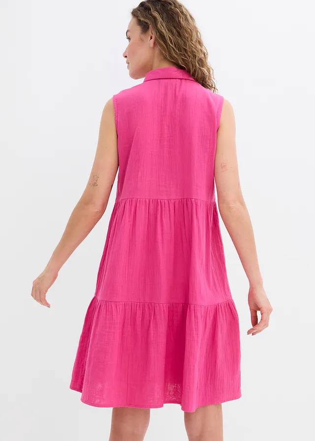 Robe-tunique légère en gaze de coton, Couleur: fuchsia