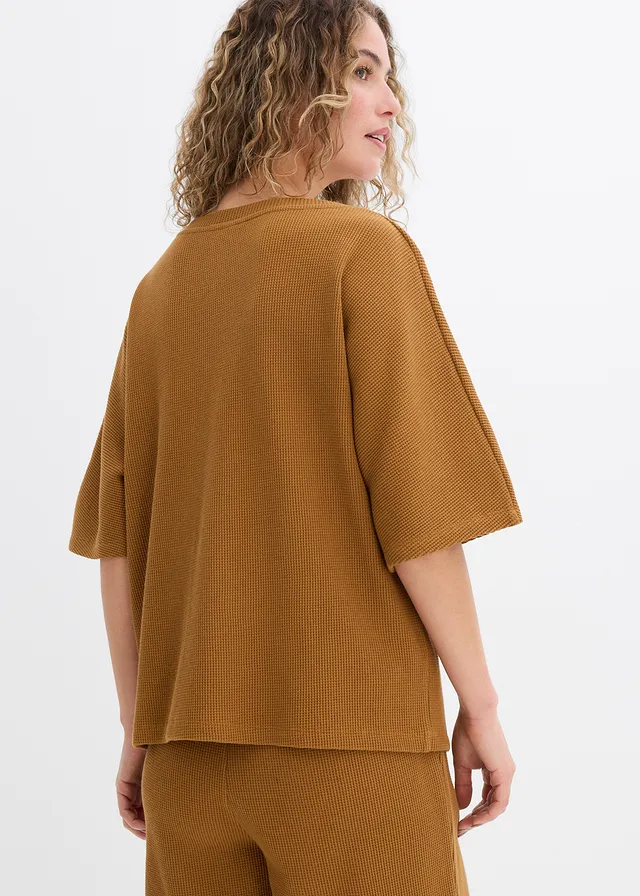 T-shirt gaufré 100% coton • cognac • product-page.page-title-suffix