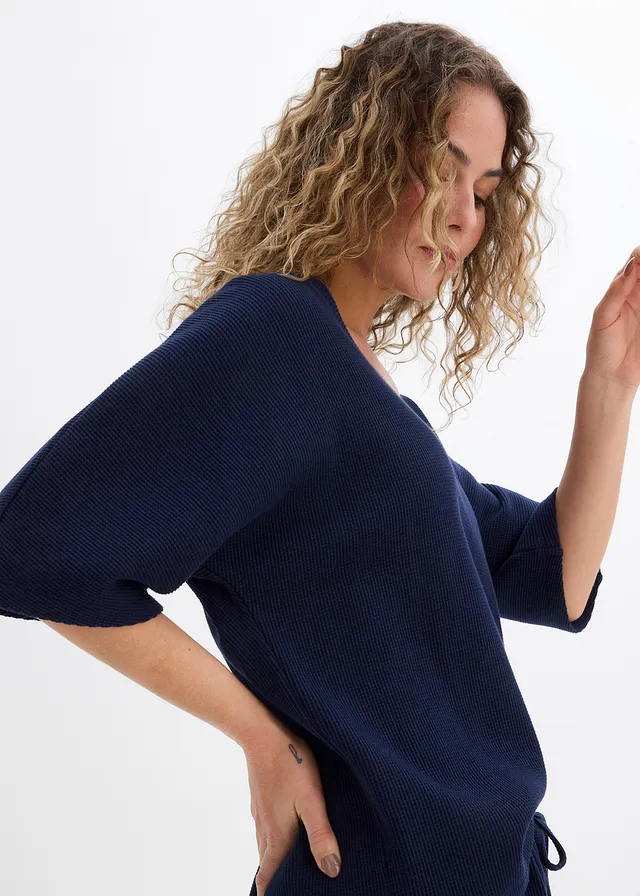 Gestructureerd shirt van katoen • donkerblauw • product-page.page-title-suffix