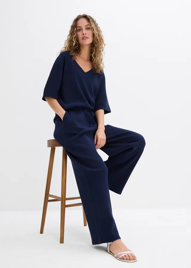 Pantalon 100% coton texturé • bleu foncé • product-page.page-title-suffix