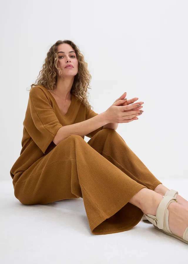 Pantalon 100% coton texturé • marron cognac • product-page.page-title-suffix