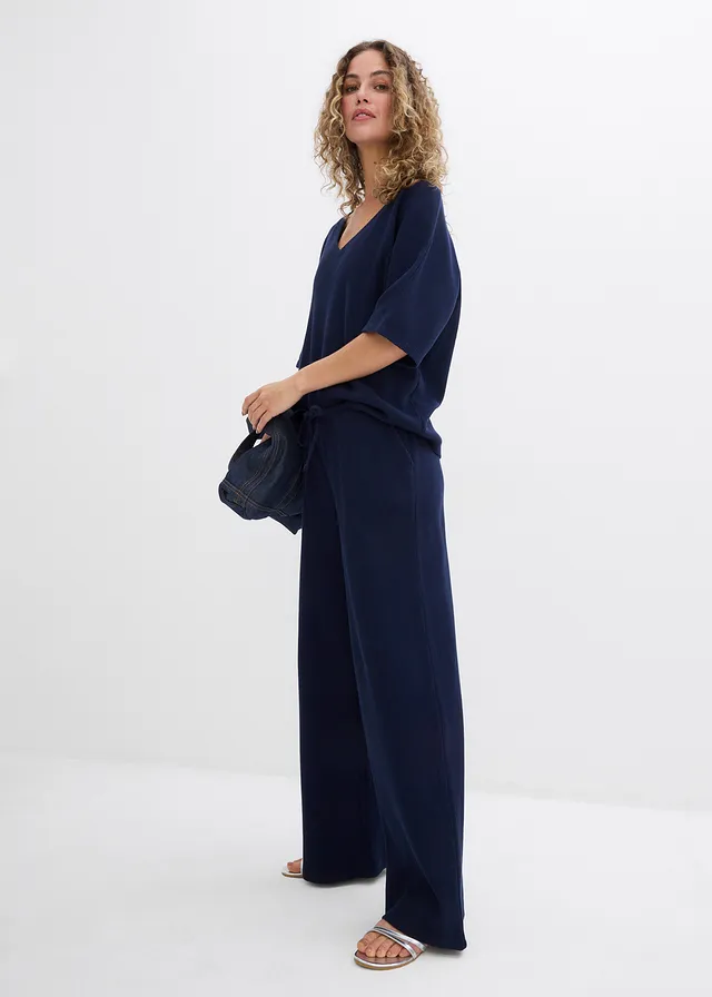 Pantalon 100% coton texturé • bleu foncé • product-page.page-title-suffix