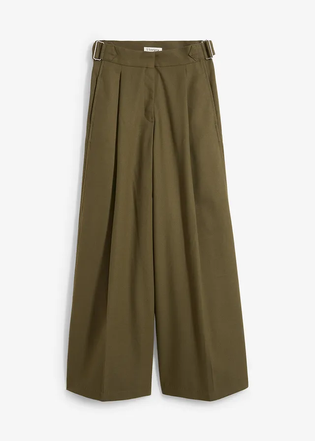 Broek in een viscosemix met gespen aan de zijkanten