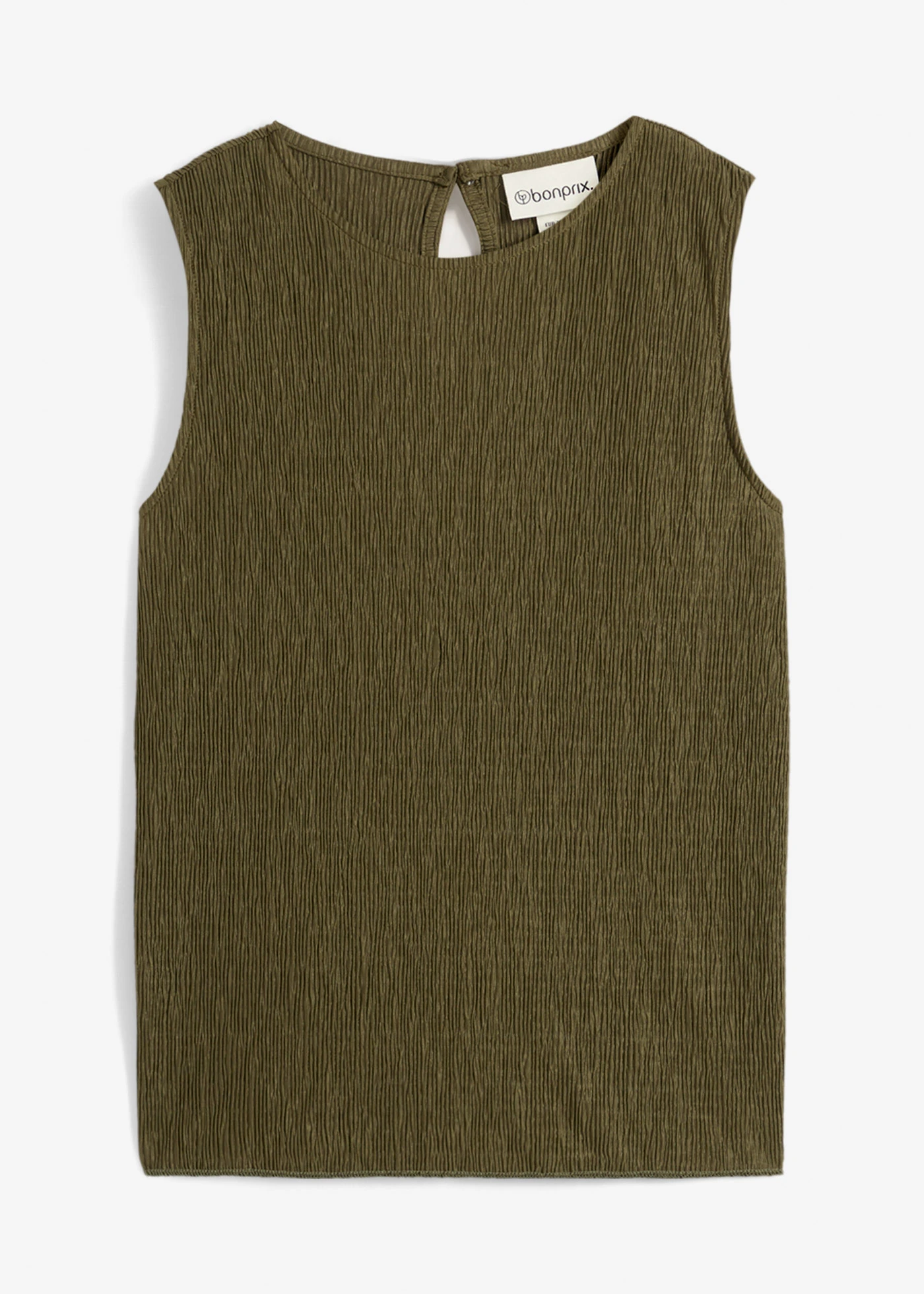 Top struktúrás gyűrött anyagból • sötét olívazöld • bonprix áruház