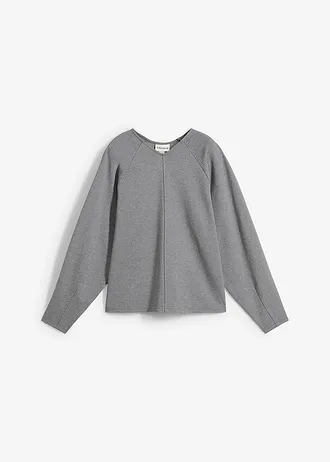 T-shirt manches longues en Punto di Roma confortable • gris chiné • Boutique bonprix