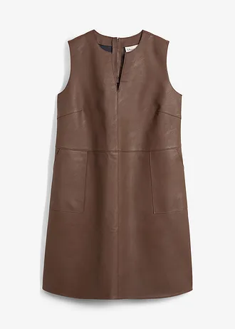 Imitatieleren jurk, Kleur: bruin