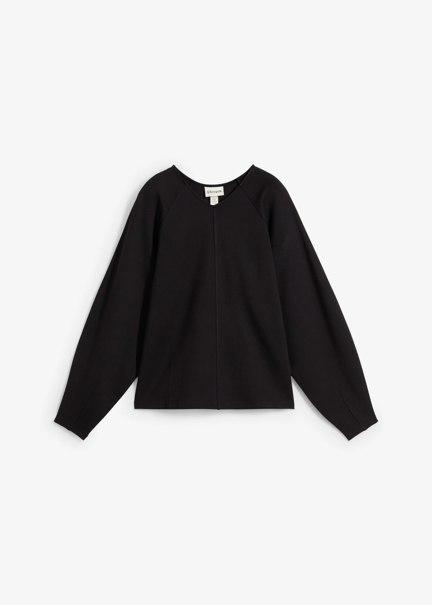 T-shirt manches longues en Punto di Roma confortable • noir • Boutique bonprix