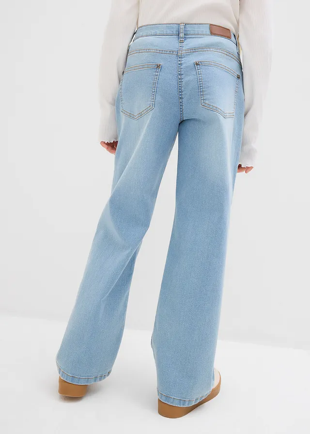Džínsy, Wide-Leg, stredná výška pásu • ľadovo modrá denim • obchod bonprix