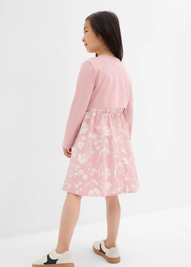 Jurk en bolero van katoen (2-dlg. set), Kleur: asroze-naturel gebloemd
