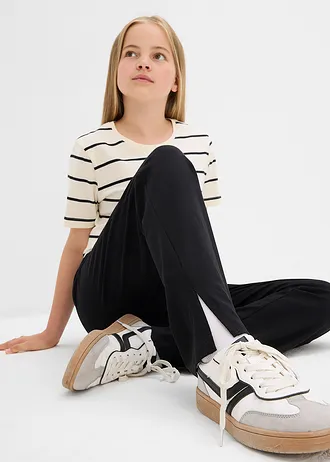 Rozšířené žerzejové kalhoty z elastické směsi s organickou bavlnou (2 ks v balení) • černá • bonprix obchod