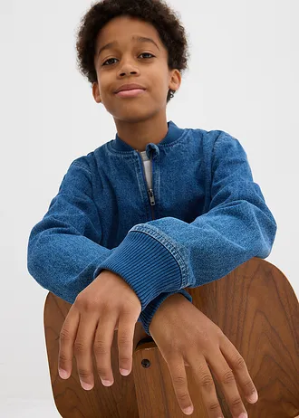 Džínová bunda ve tvaru bluzonu, z čisté bavlny • světle modrý denim • bonprix obchod