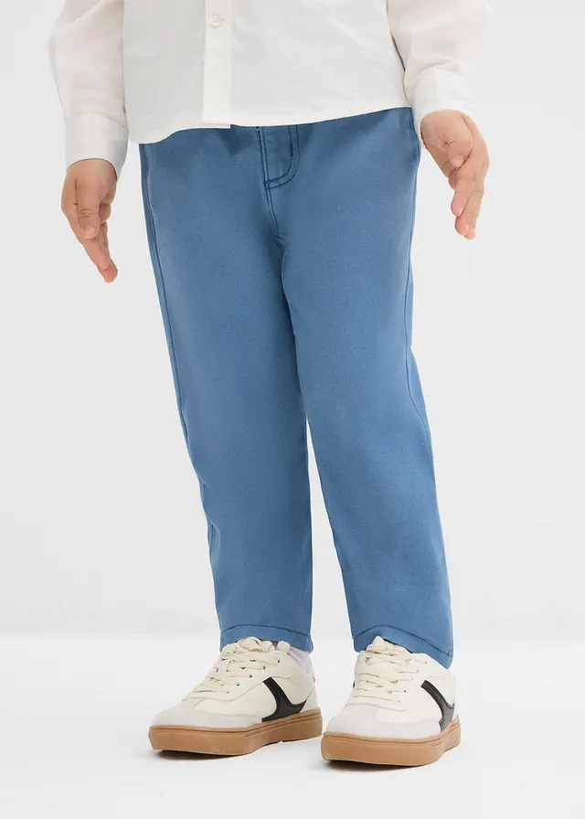 Instapbroek, van puur katoen, regular fit, straight, Kleur: golfblauw