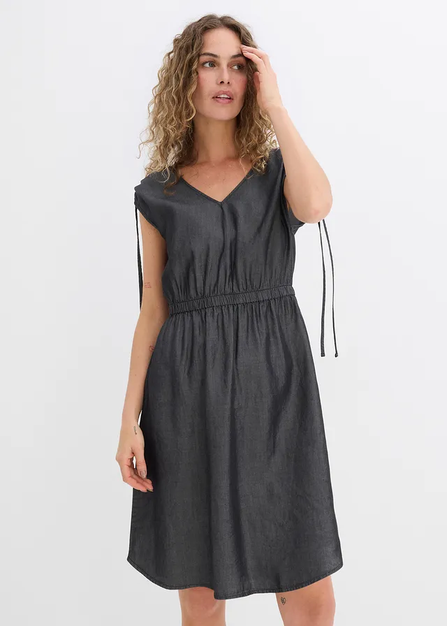 Jurk van Tencel, Kleur: zwart denim