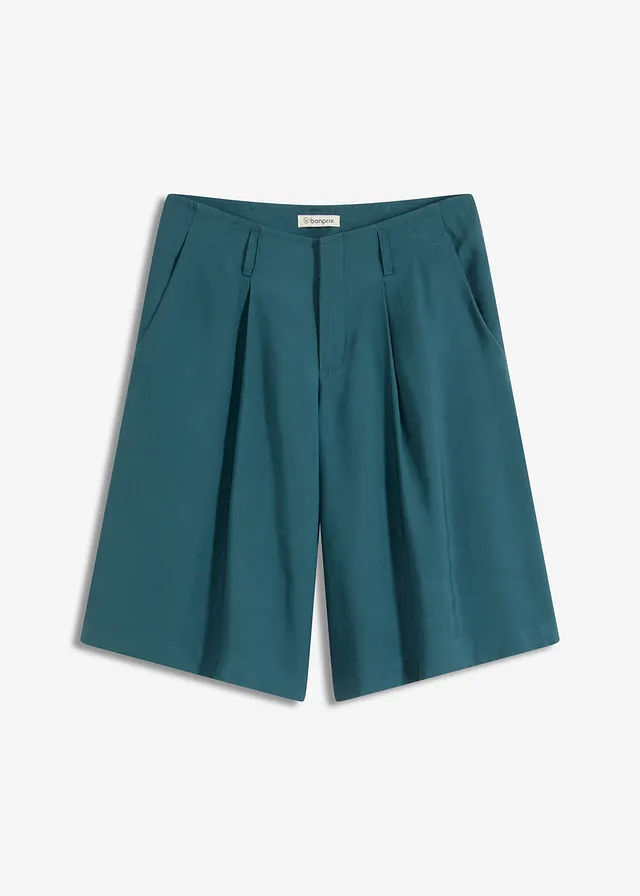 Bermuda ample à pinces, Couleur: vert poivre