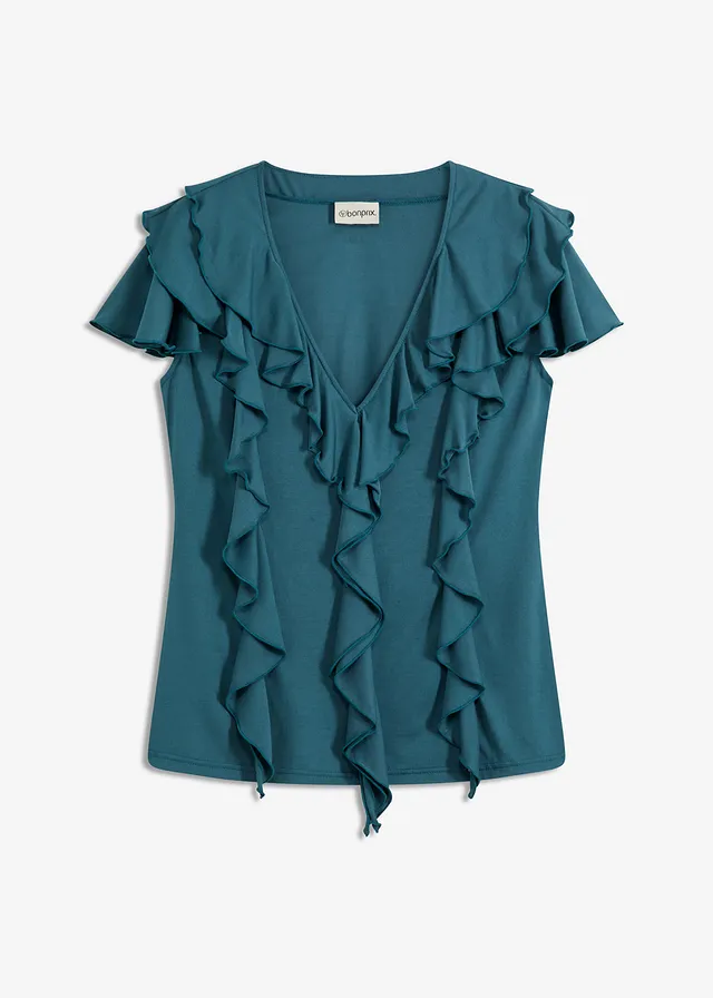 Shirt met volants van een zachte modal-mix